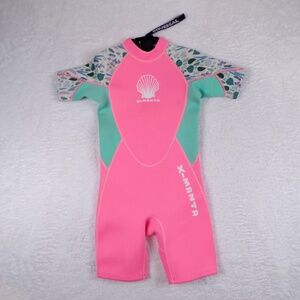 X-Manta Kids Pink and Green Swim One Piece